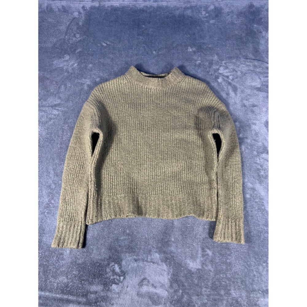 Polo Ralph Lauren Merino Wool Ribbed Sweater Womens M Olive Green Mock Neck